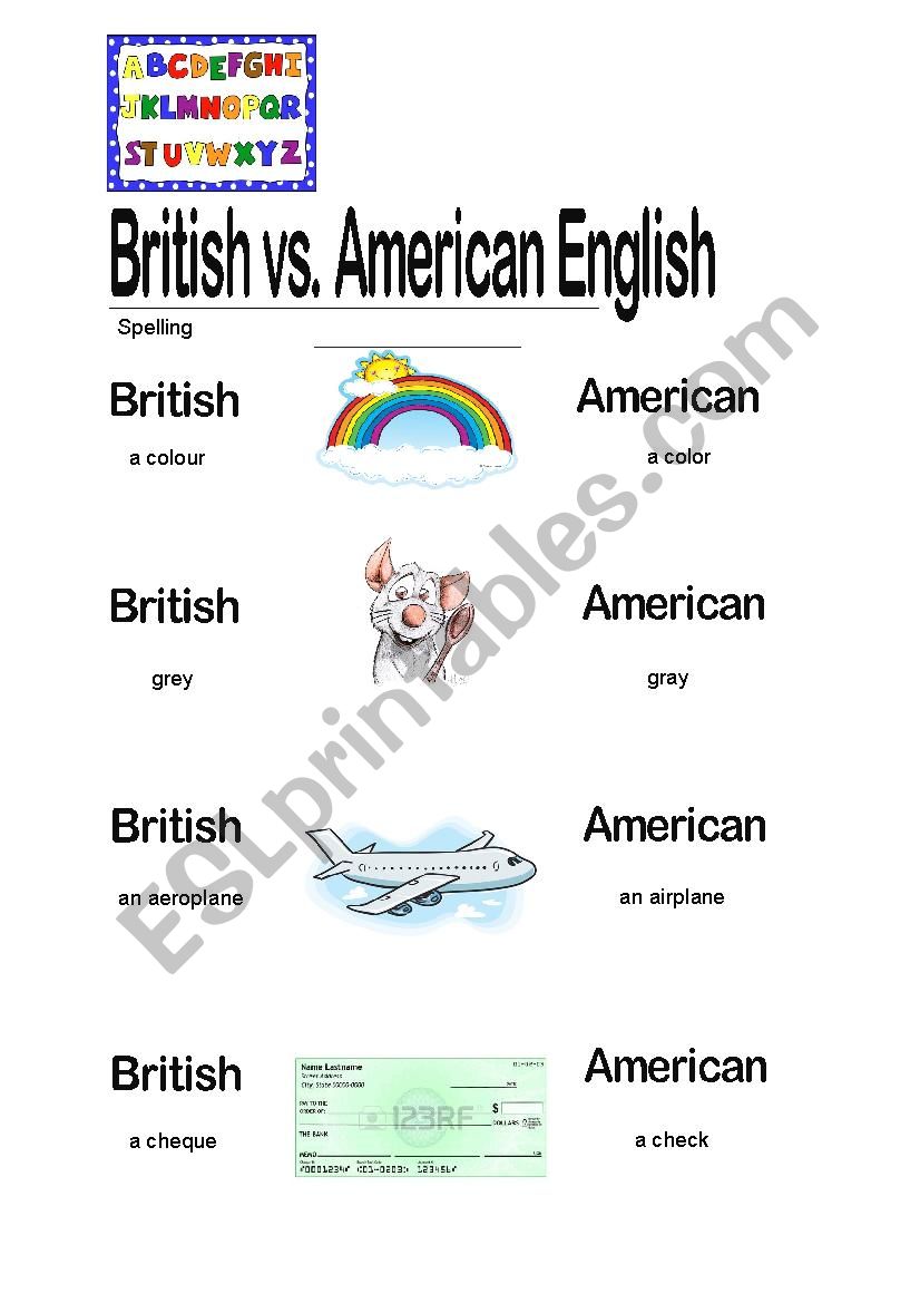 Brisish vs Ameican English - Spelling differences