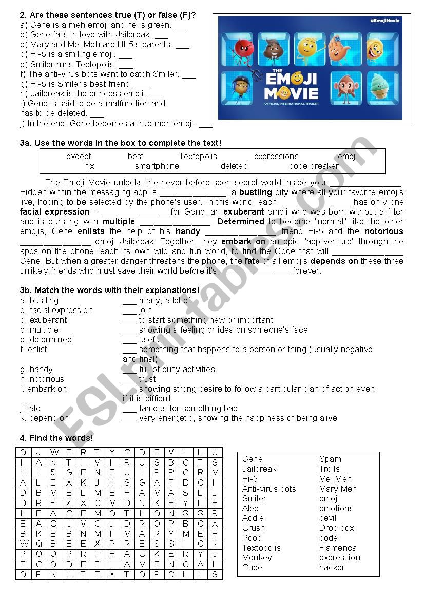 The Emoji Movie Worksheet - part 2