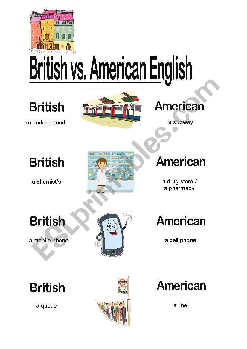 Brisish vs Ameican English  worksheet