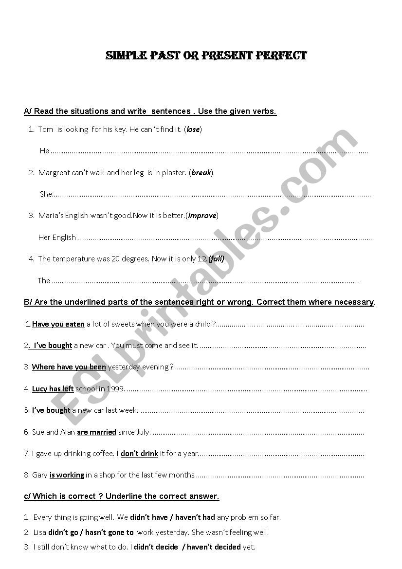 present perfect vs simple past