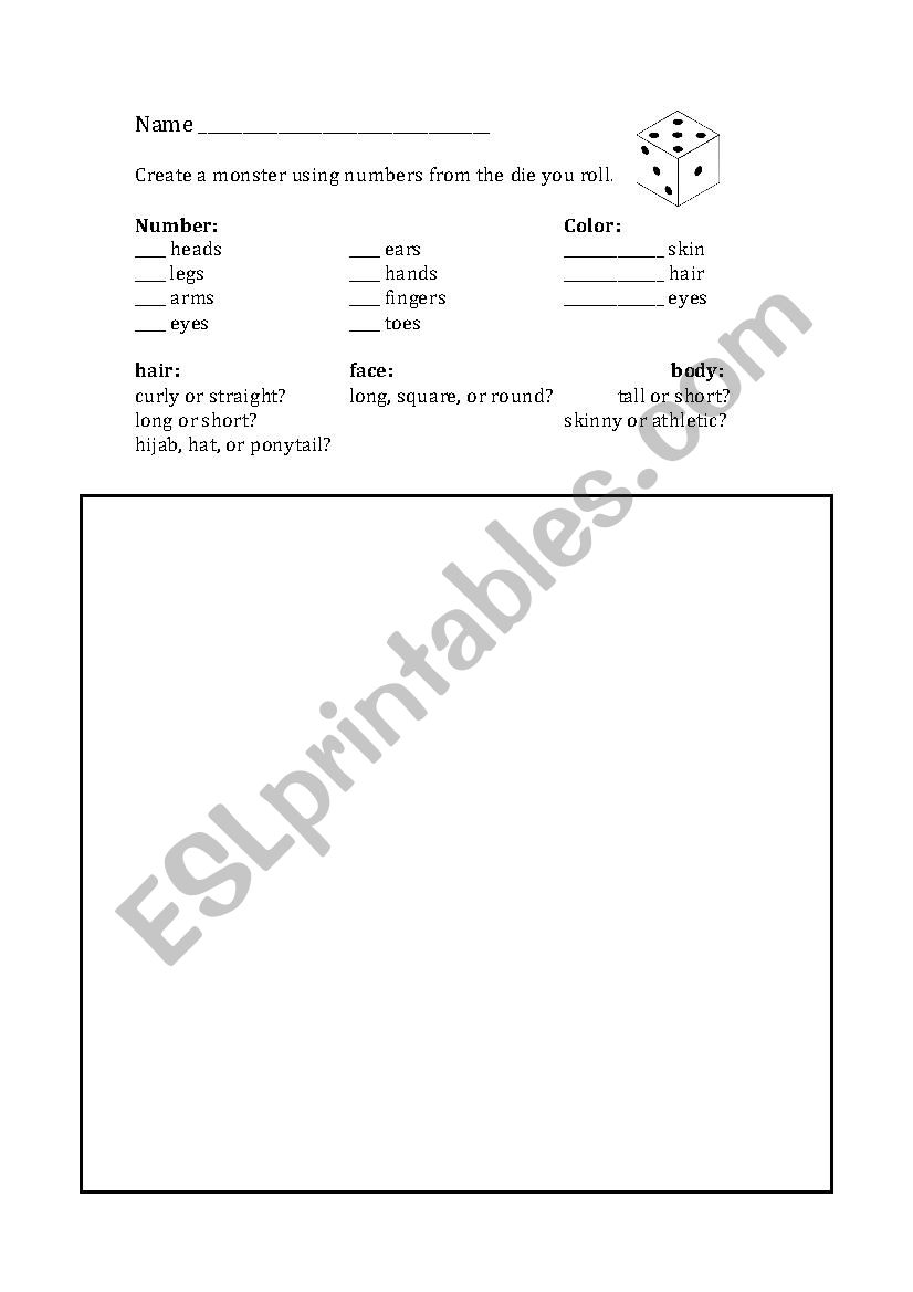 Body Monster worksheet