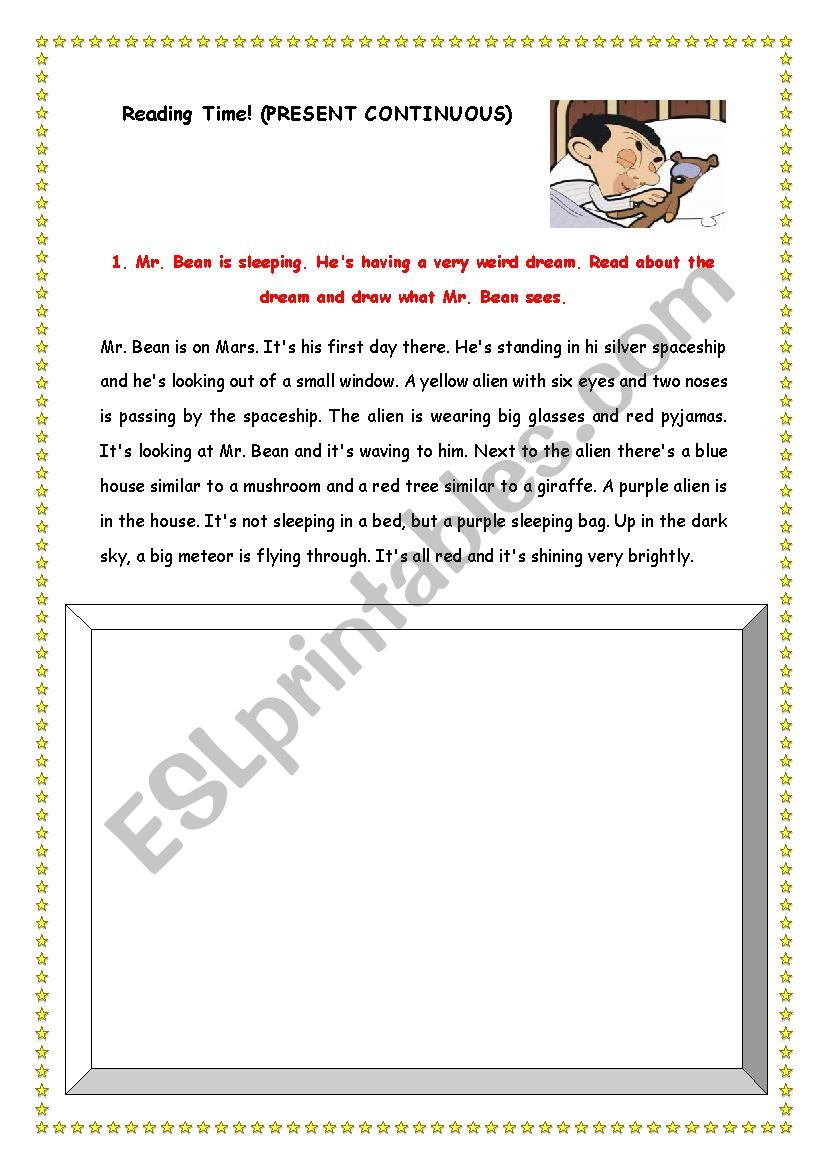 Present Continuous Mr Bean´s Dream Esl Worksheet By Ladypumpkin