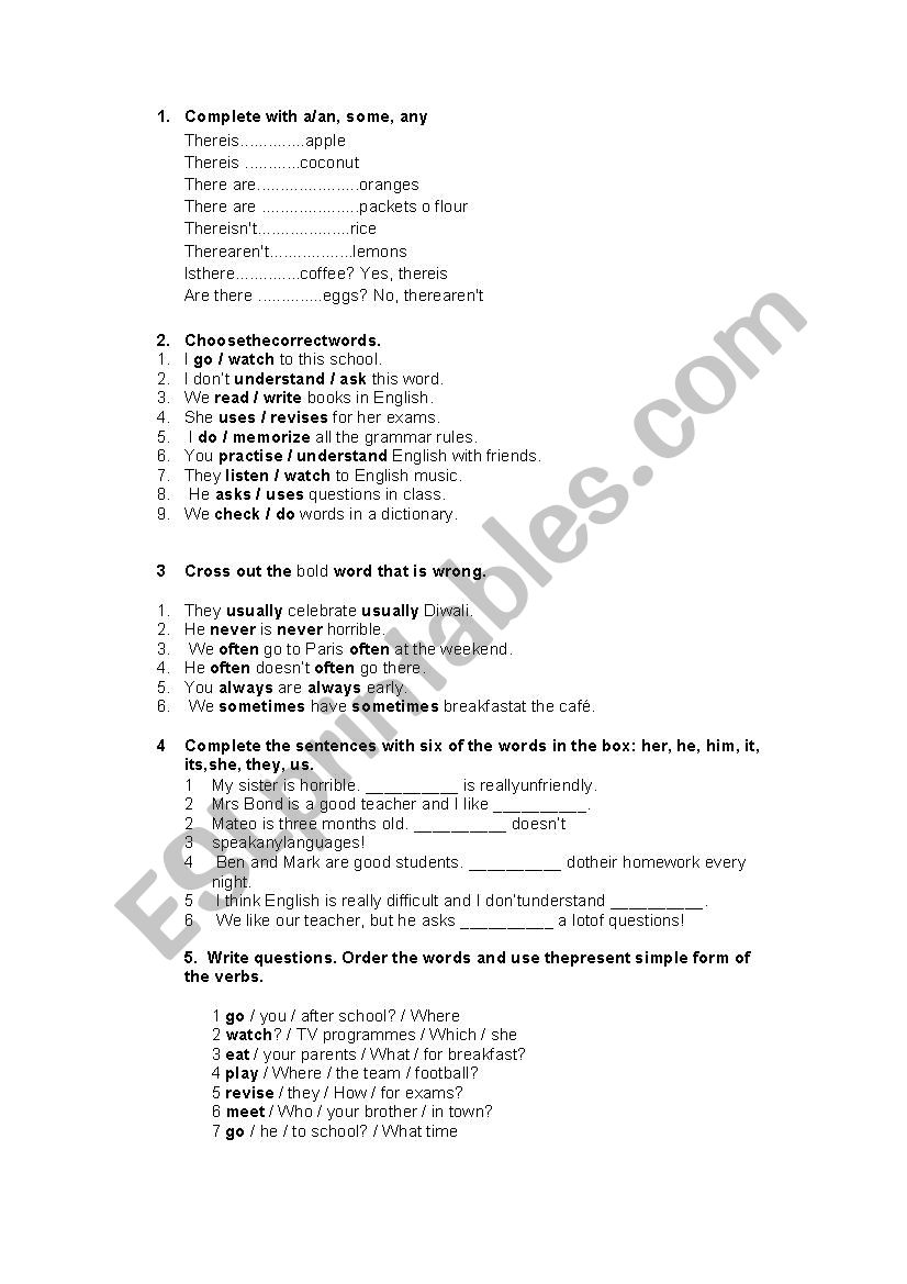 review  worksheet