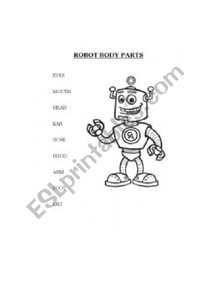 Robot Body Parts worksheet