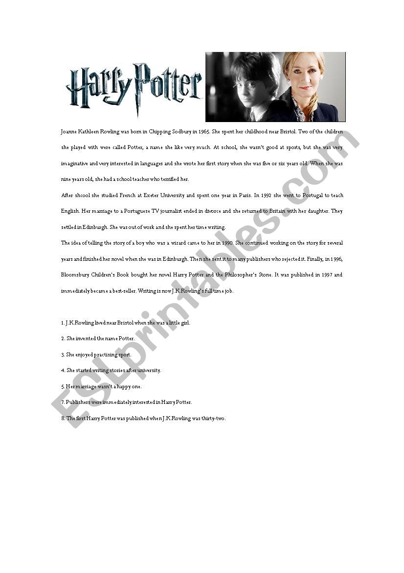 jk rowling biography worksheet