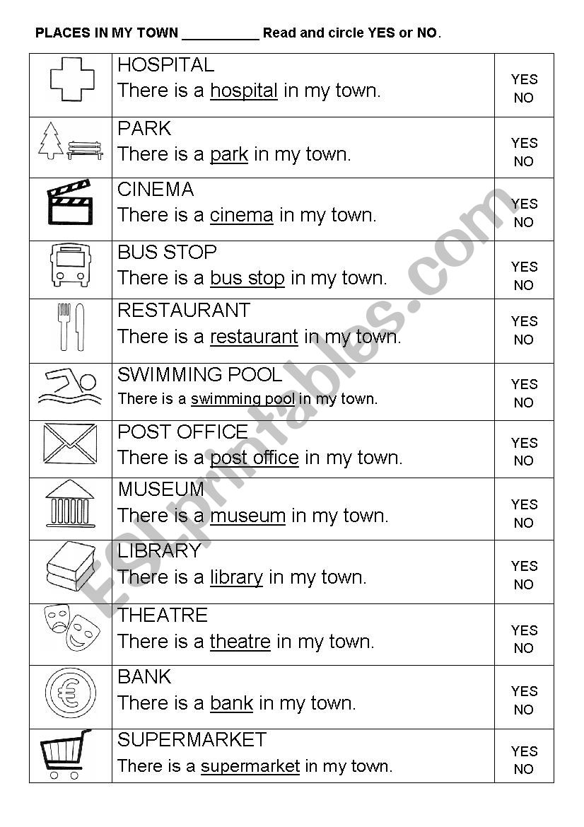 What is there in my town? worksheet