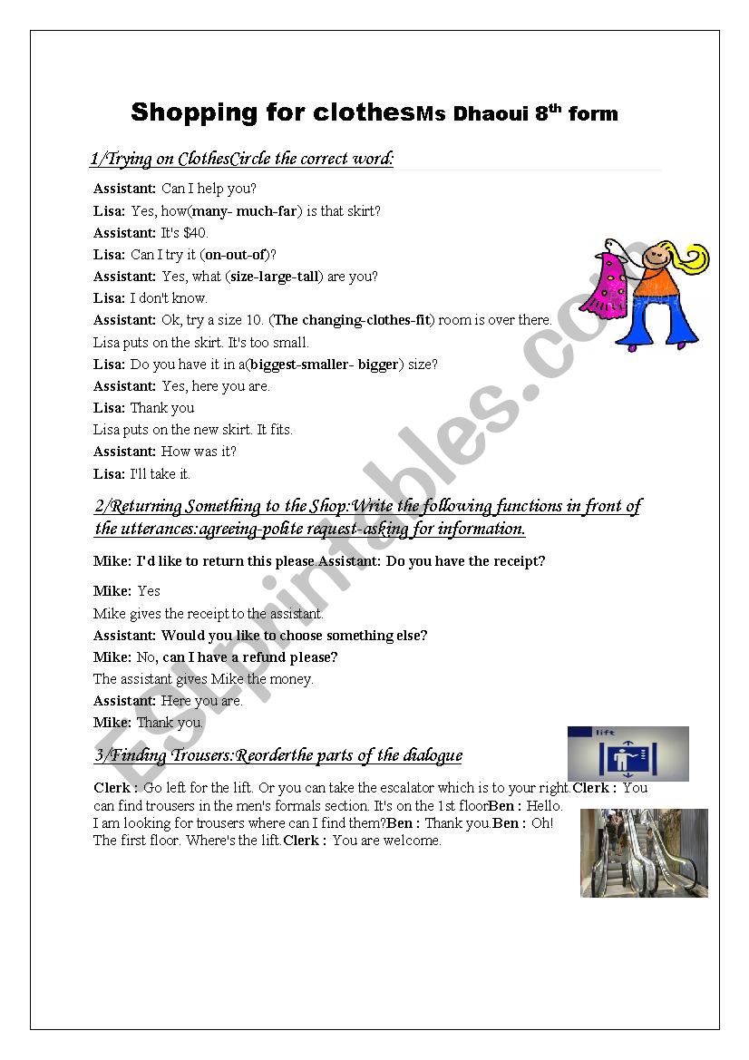 shopping for clothes - ESL worksheet by najjout