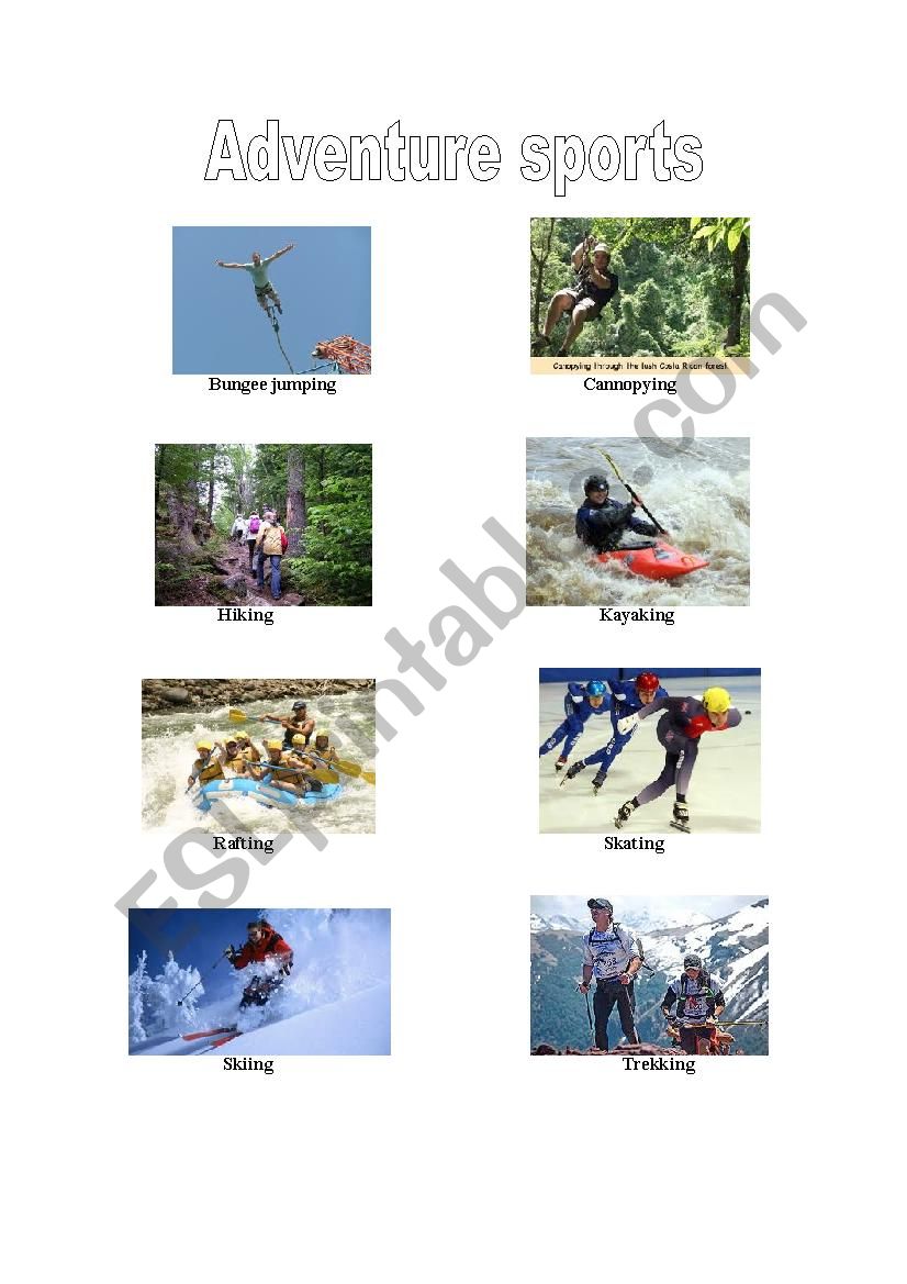 Adventure sports worksheet