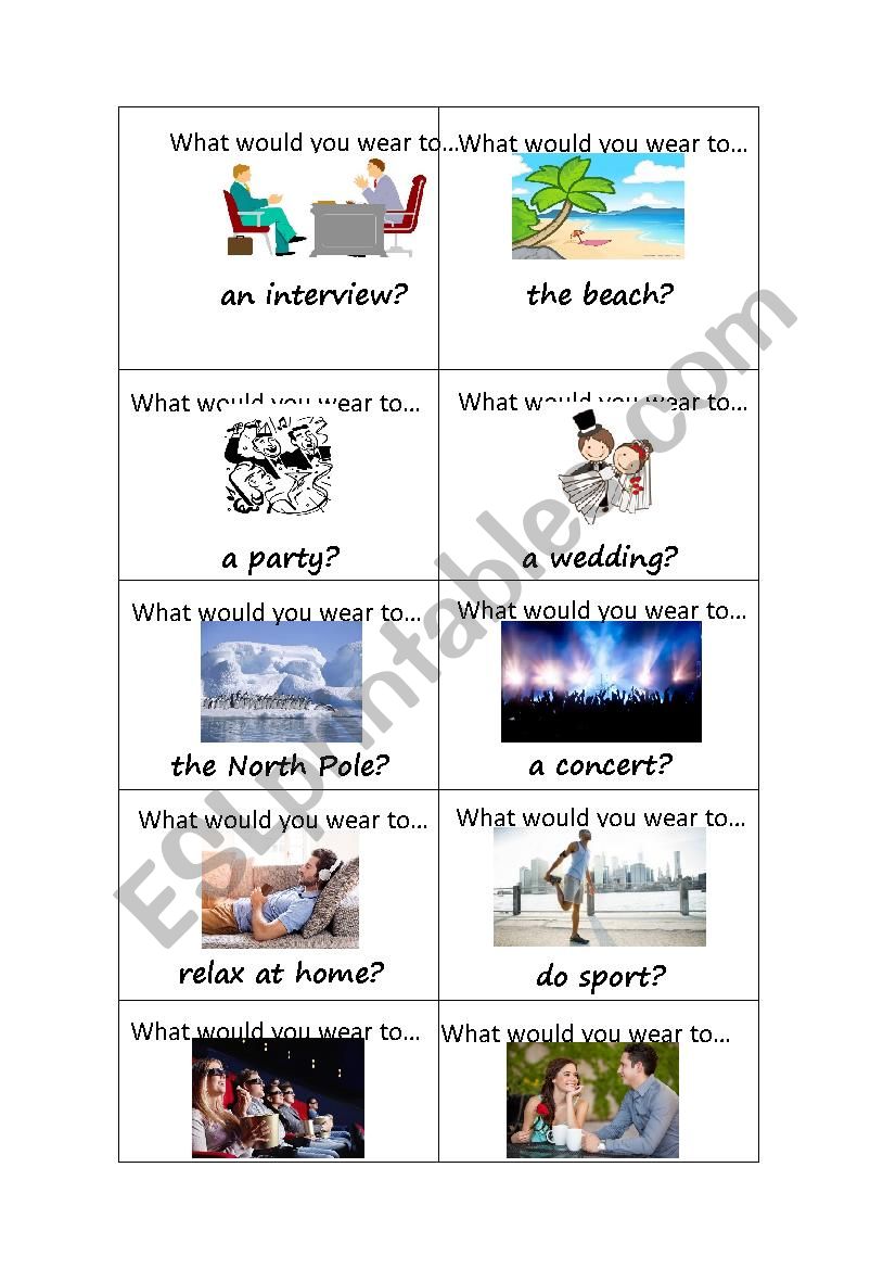 I would wear... - ESL worksheet by nati55