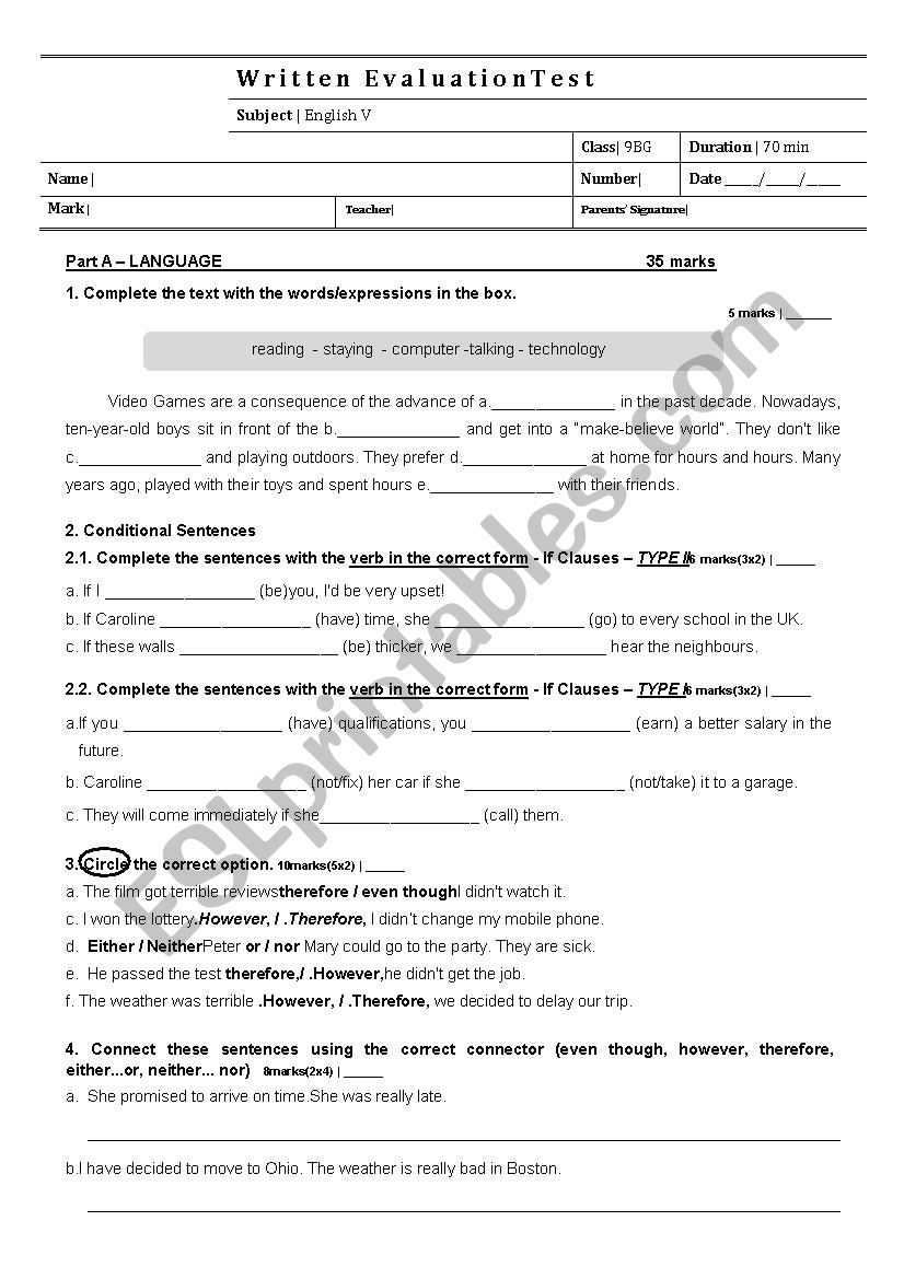 Computer addiction worksheet