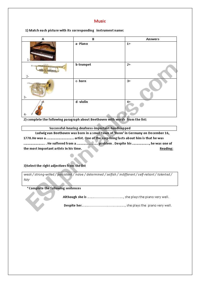 music esl worksheet by olfa english