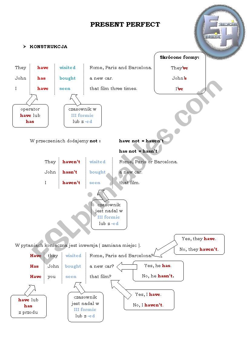 Present Perfect worksheet