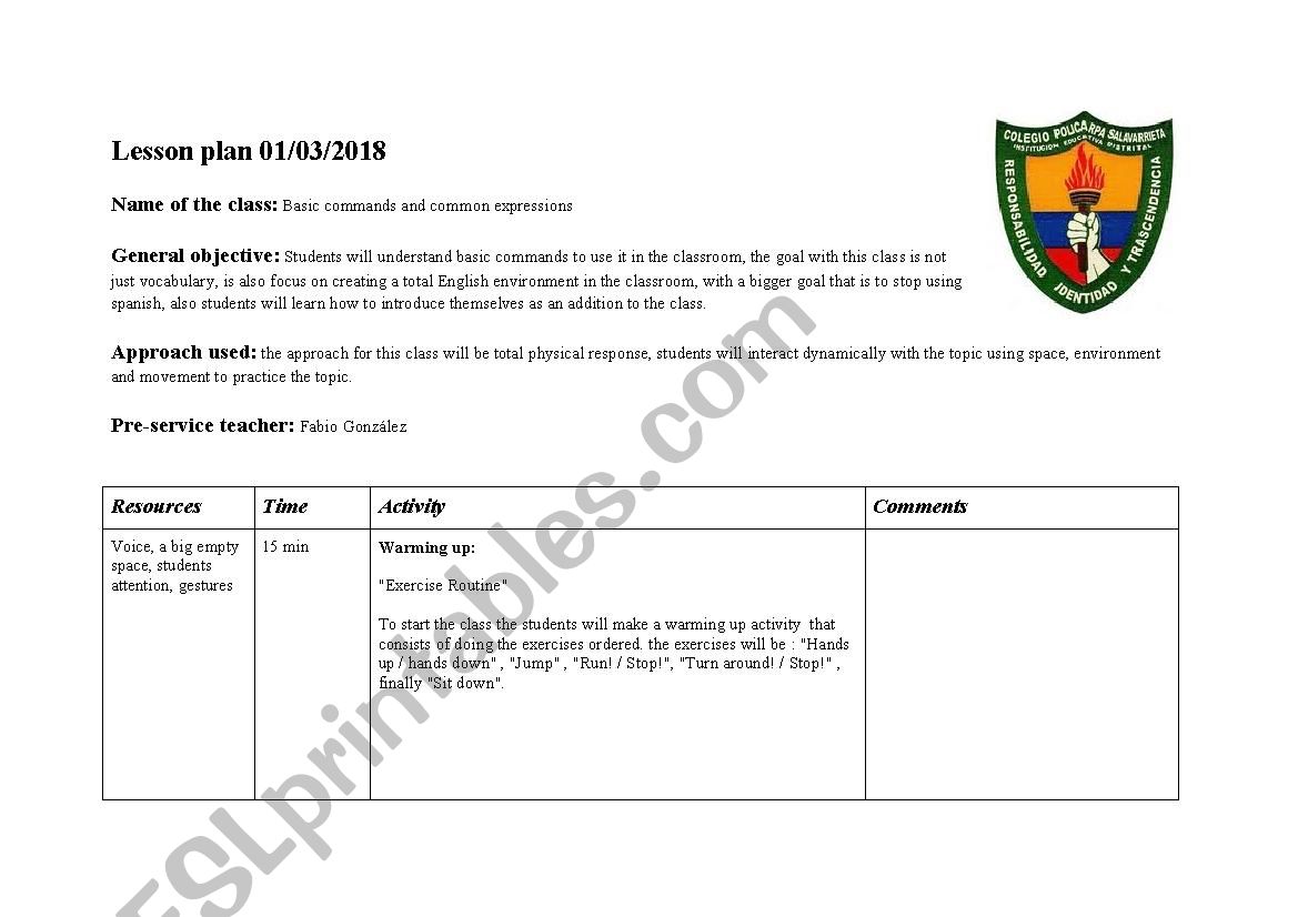 Lesson plan numbers and colors - ESL worksheet by Neegan