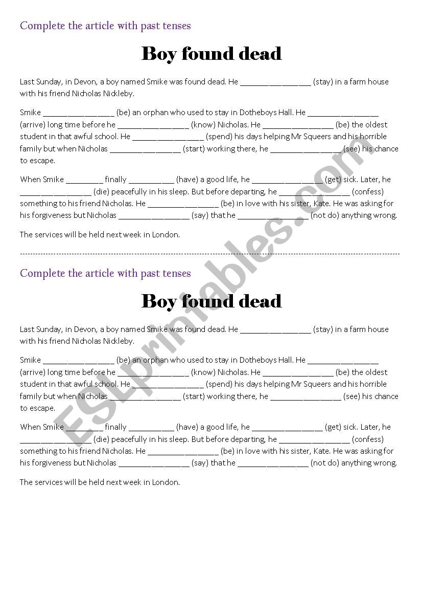 Past Tenses worksheet