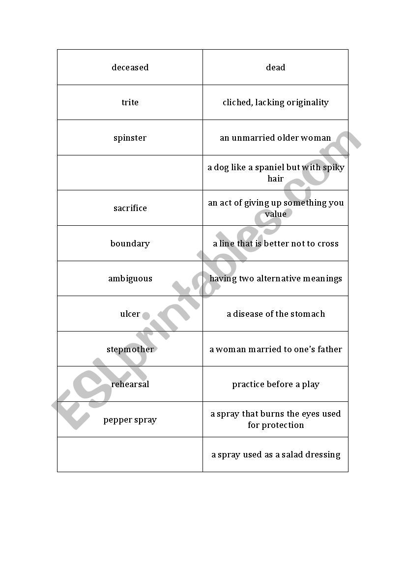 The English Teacher film, word sort activity