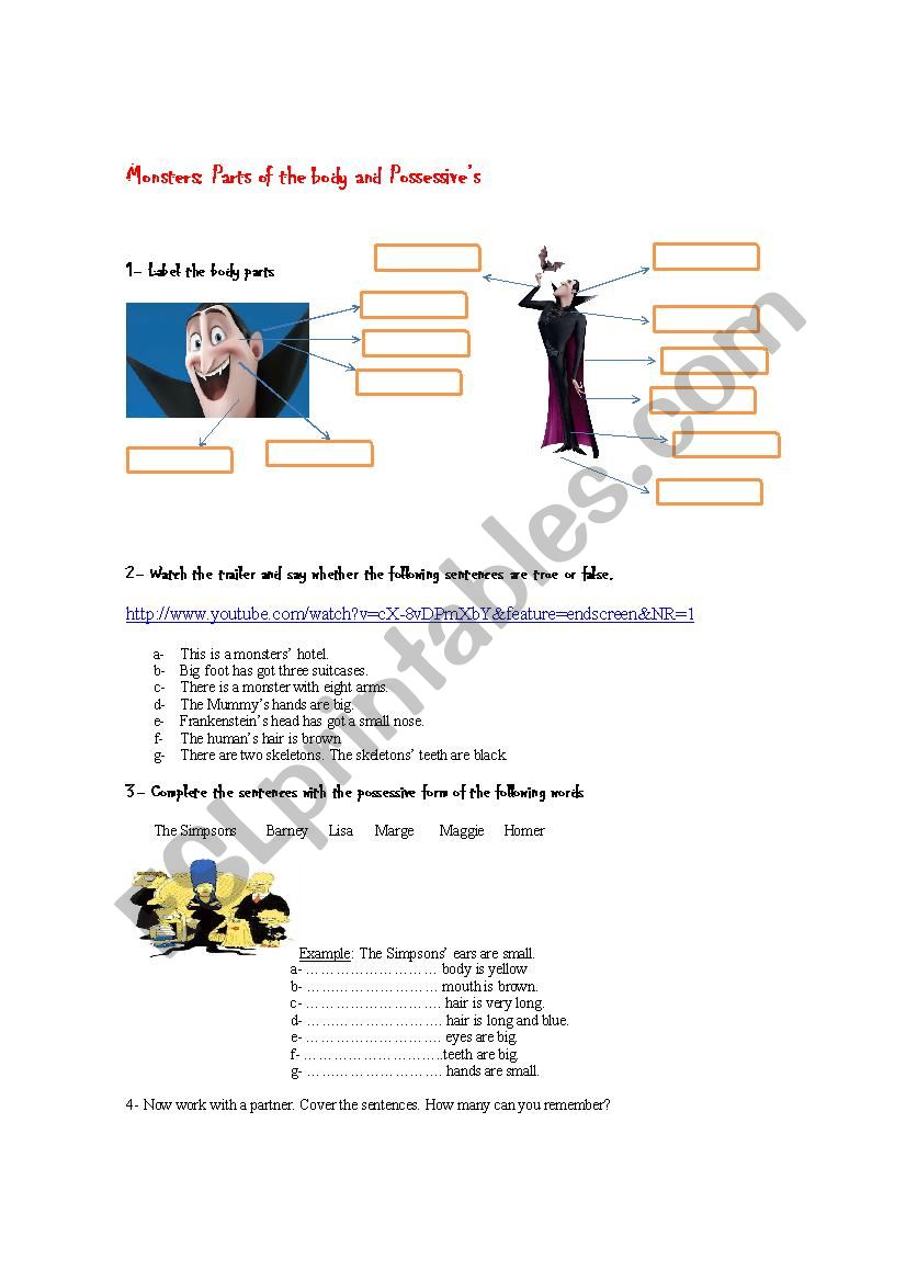 Monsters  worksheet