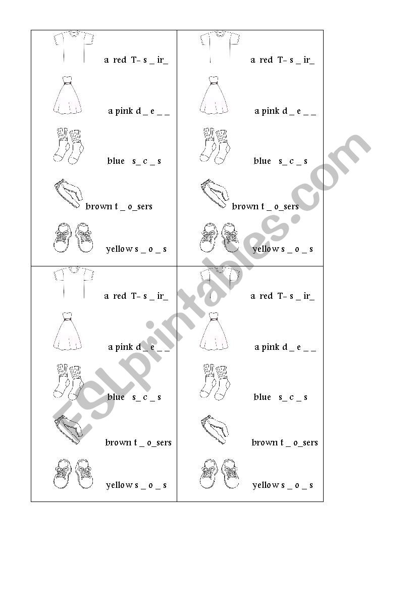 Clothes worksheet