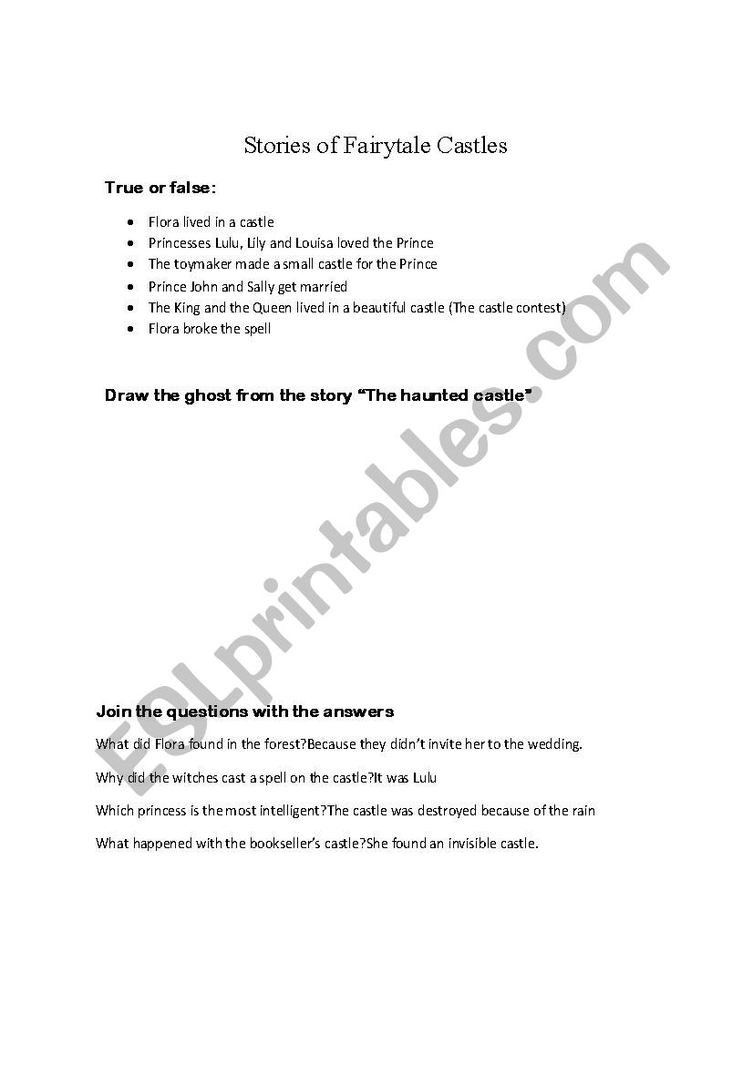 Stories of Fairytale Castles worksheet