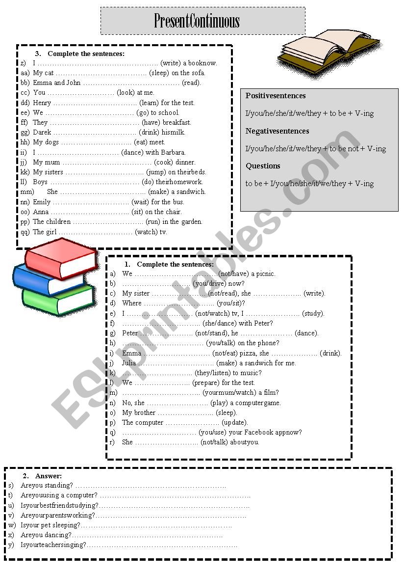 Present Continuous worksheet