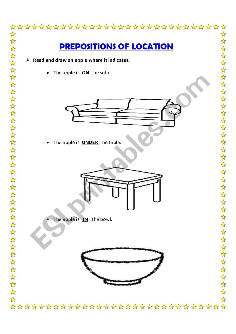 Prepositions of location worksheet