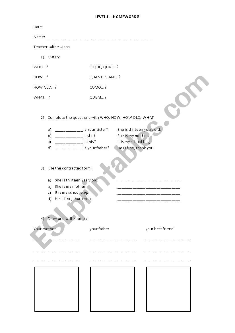 Revision 2 - Question words/ personal information