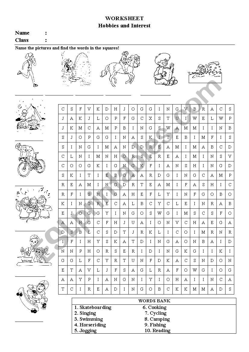 Hobby worksheet