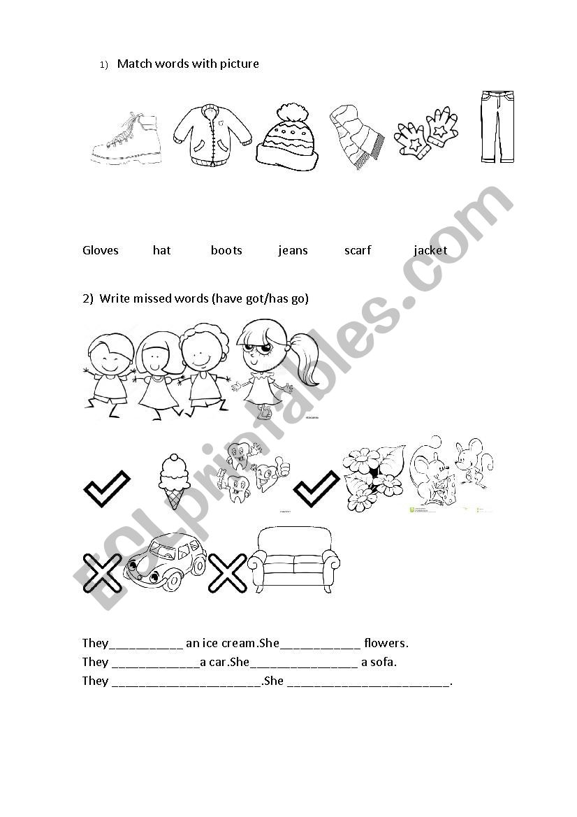 Have has ,clothes  worksheet