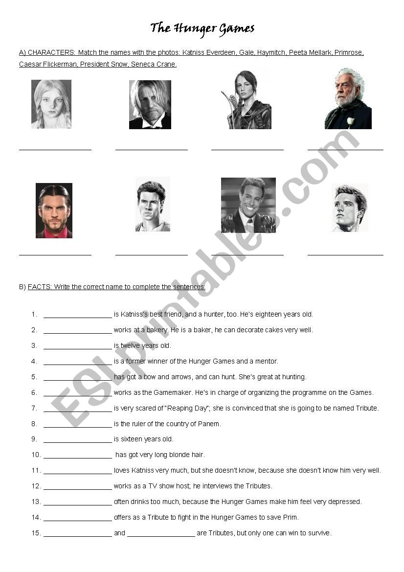 The Hunger Games 1 worksheet