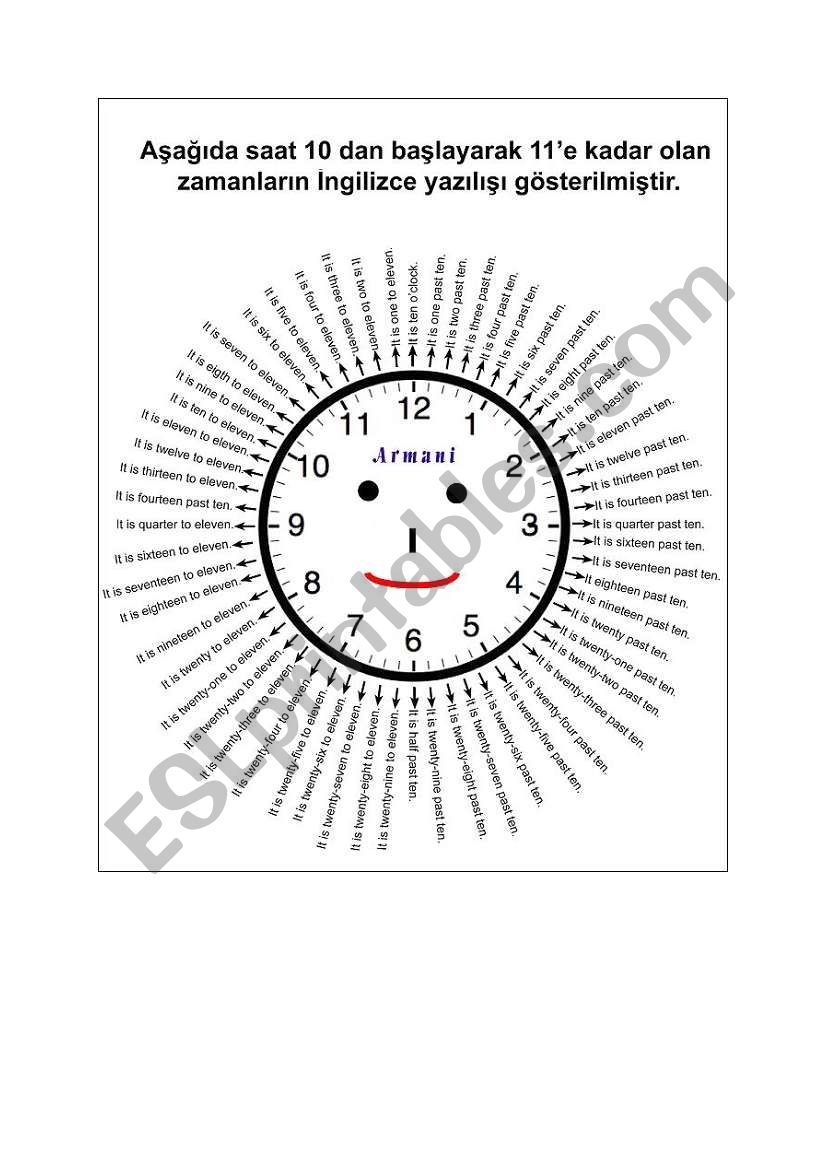 Hours From 10 00 To 11 00 ESL Worksheet By Cemakyol