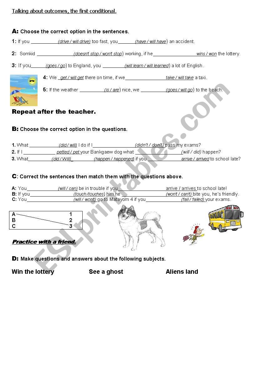 First conditional Q & A worksheet