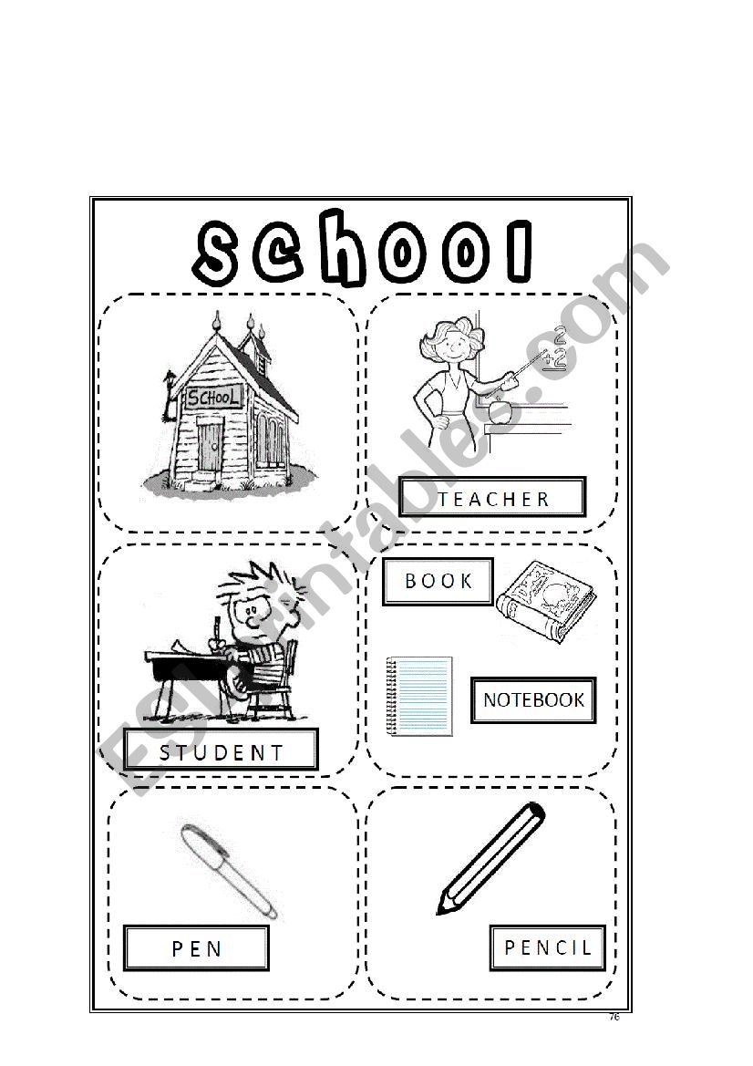 Kids school objects worksheet