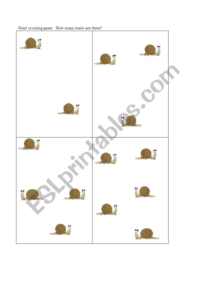 snail counting worksheet
