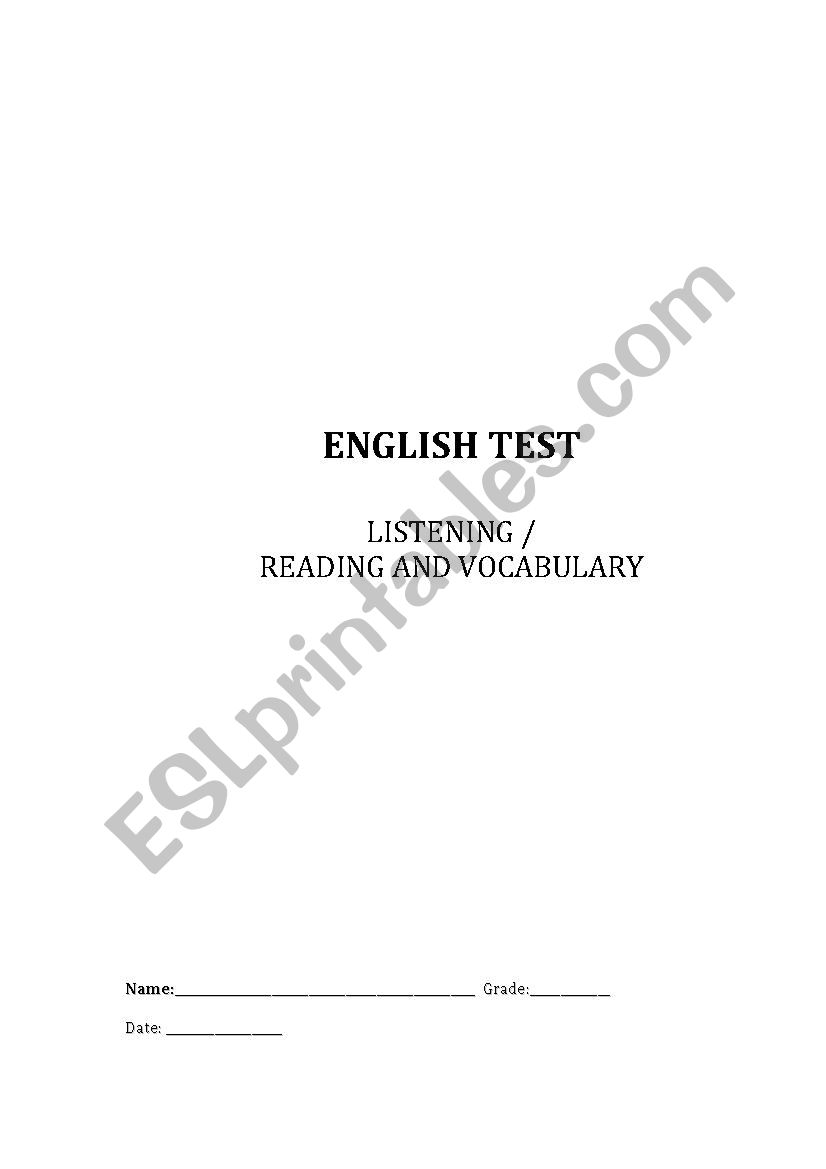 English test  worksheet