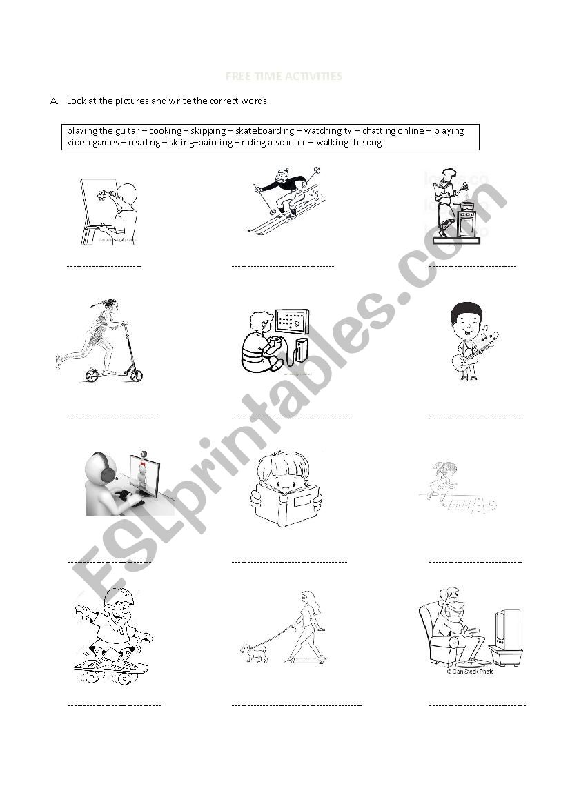 free time activities worksheet