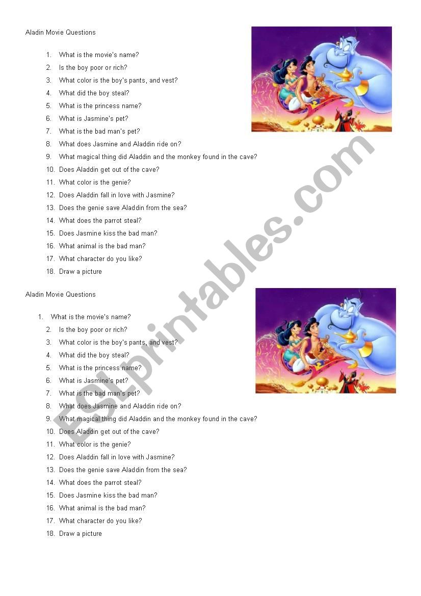 Aladin Movie Questions and Answer