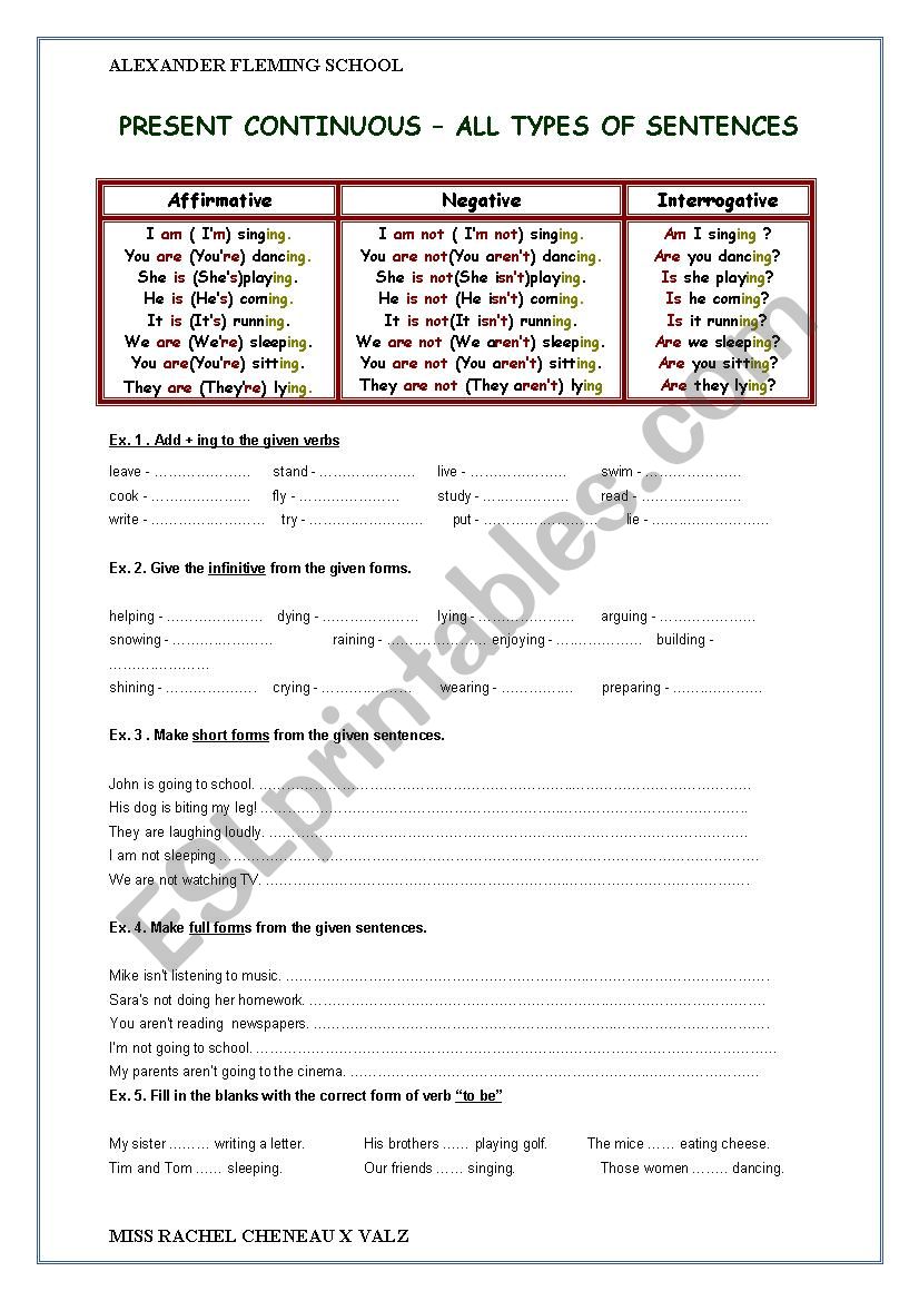 Present Progressive worksheet