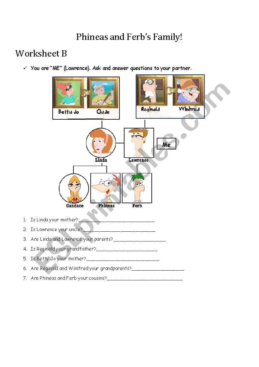 Phineas and Ferb Student B worksheet