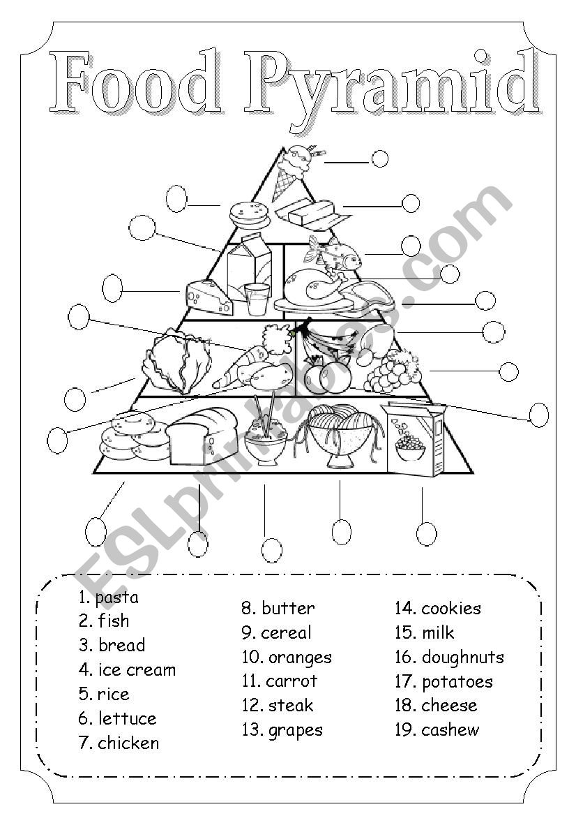 Food pyramid worksheet