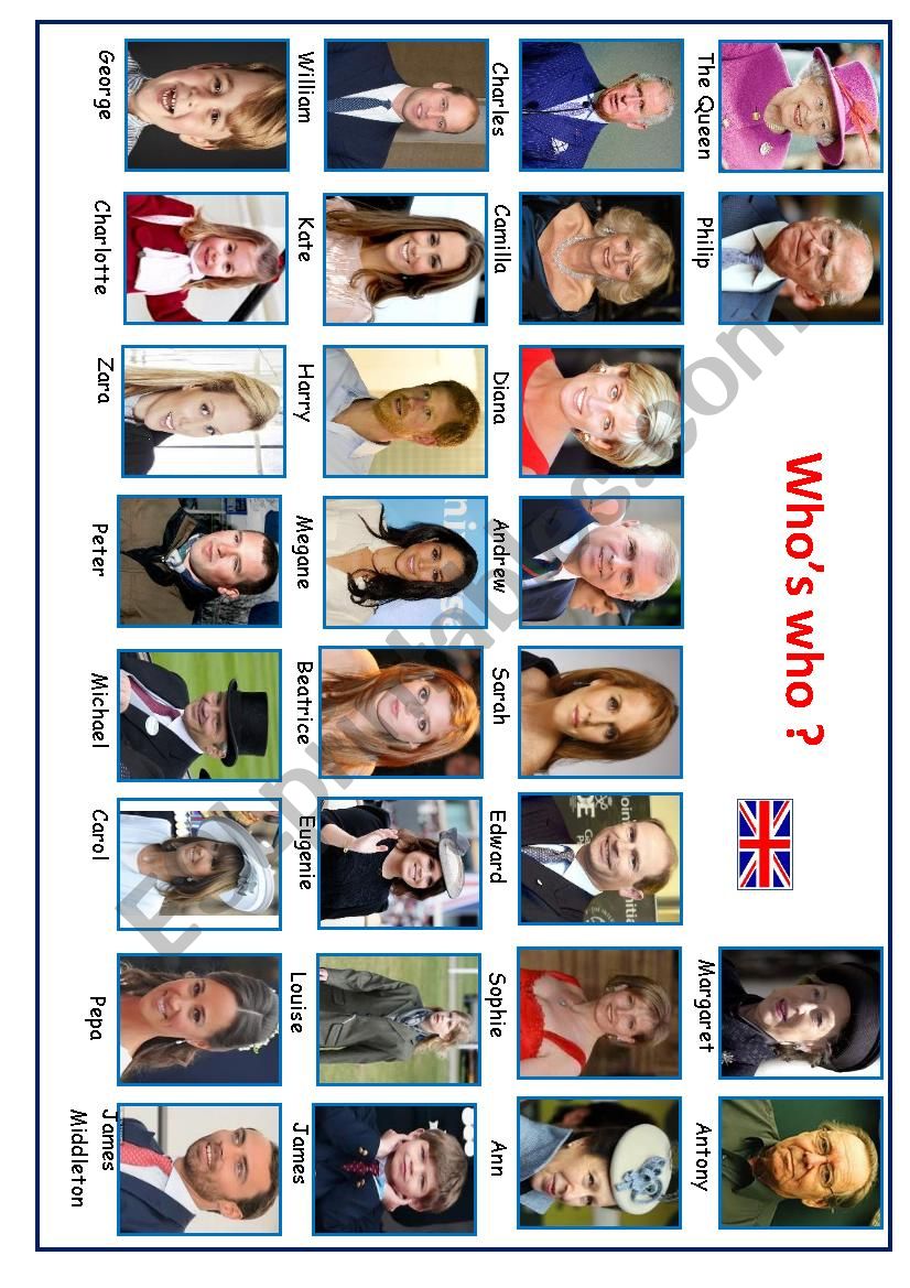 Who´s who? Royal Family - ESL worksheet by loreleiscot