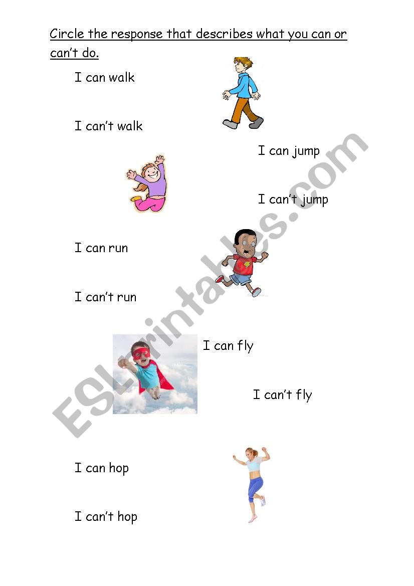 I can I can´t - ESL worksheet by MiniMint