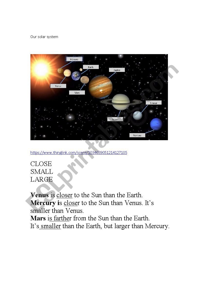 the solar system - ESL worksheet by solesempre
