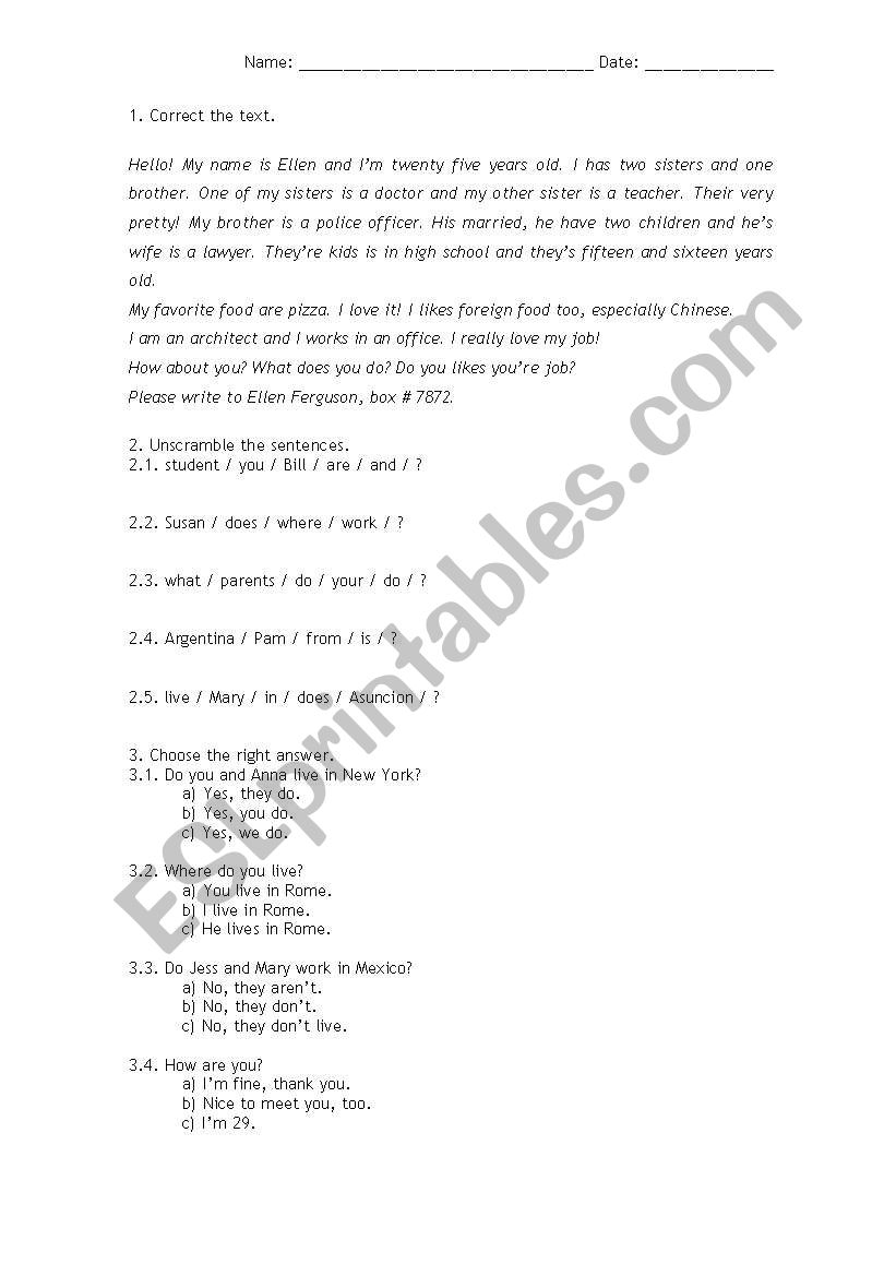 REVIEW EXERCISES worksheet