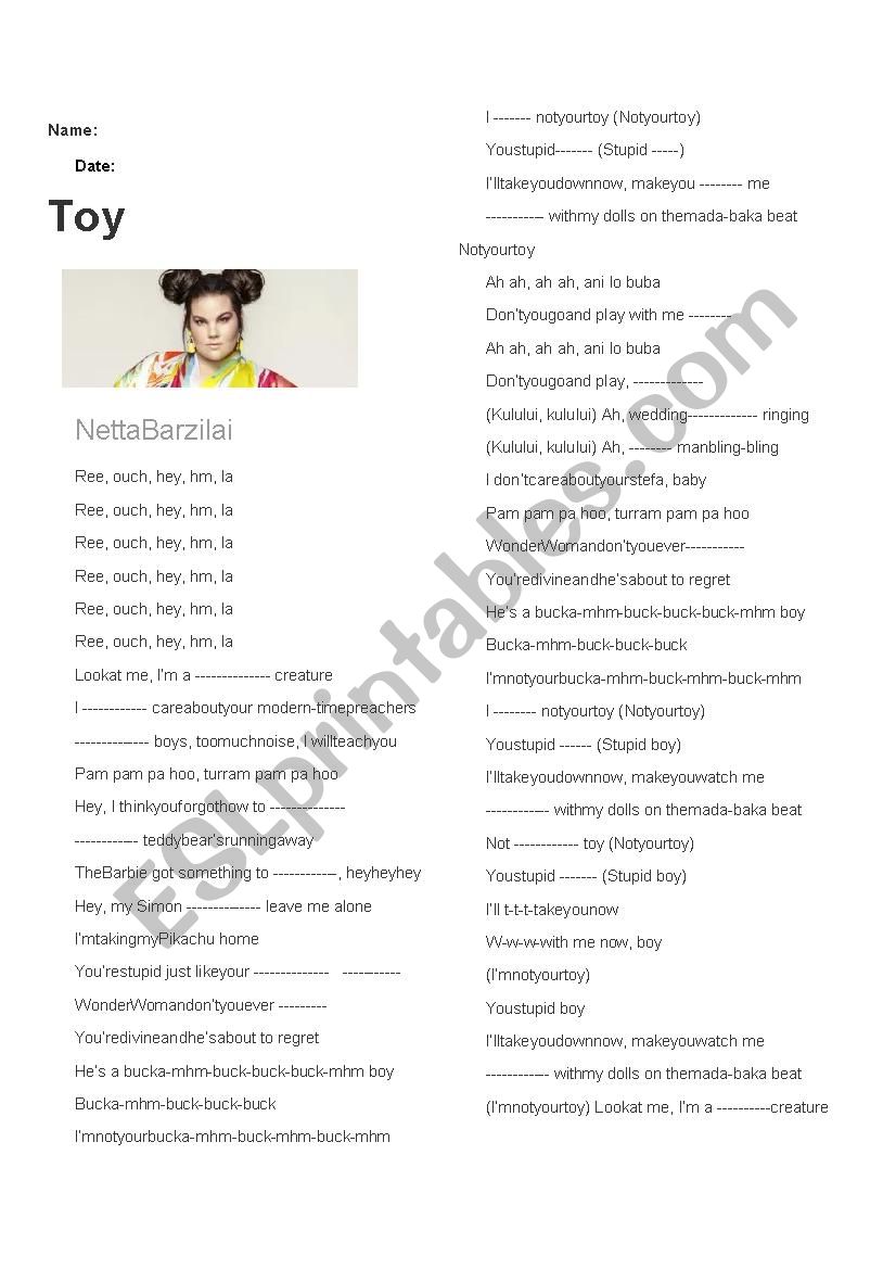 Toy song-Netta worksheet
