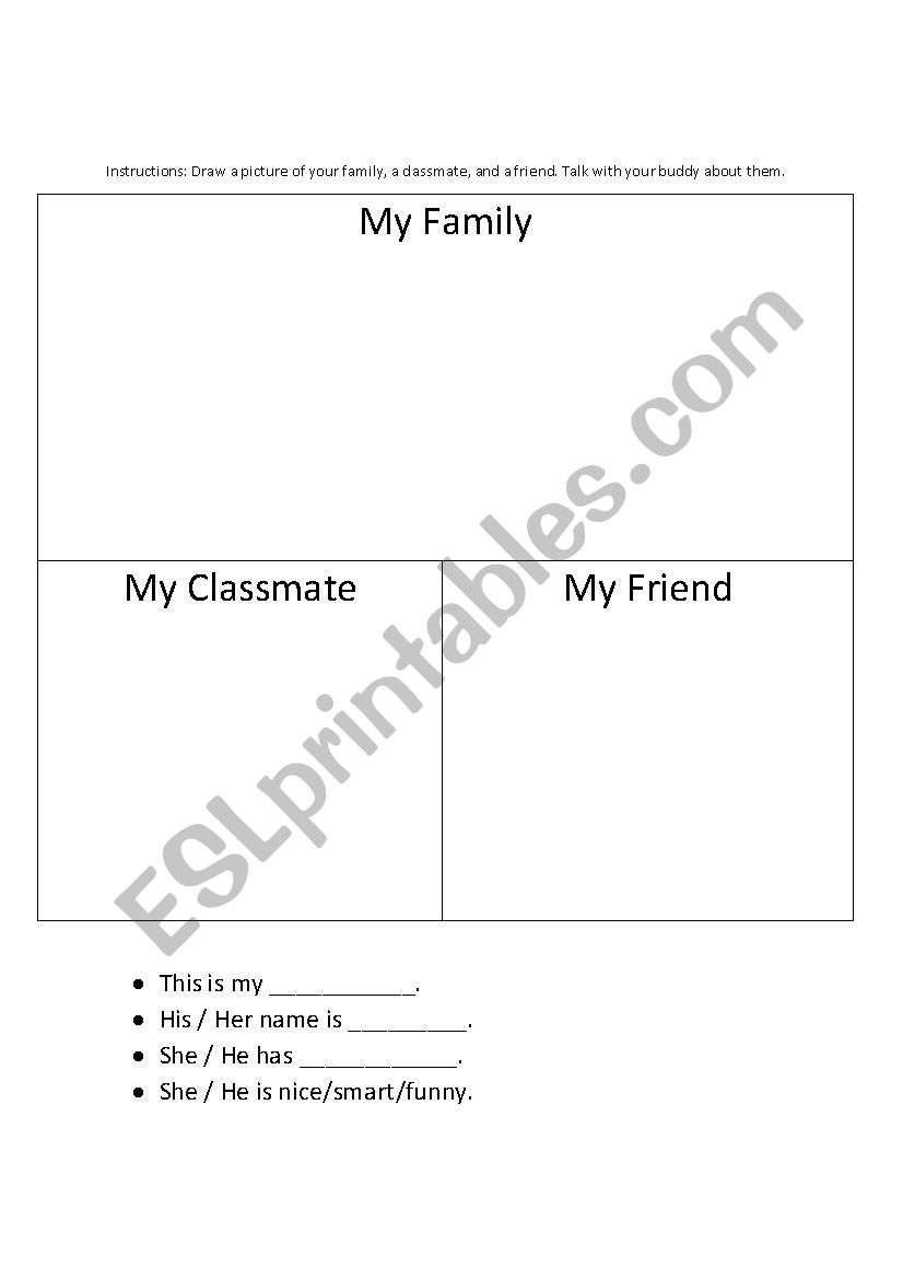 My family and friends! worksheet