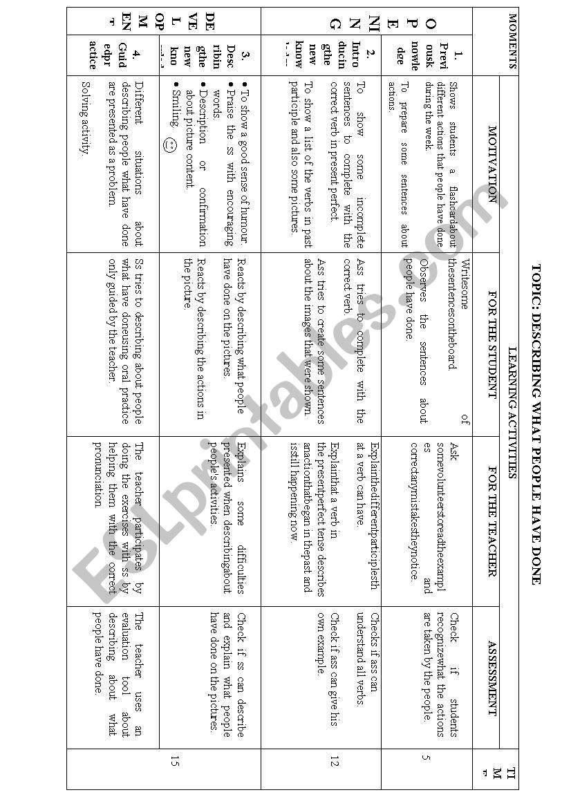 Lesson plan worksheet