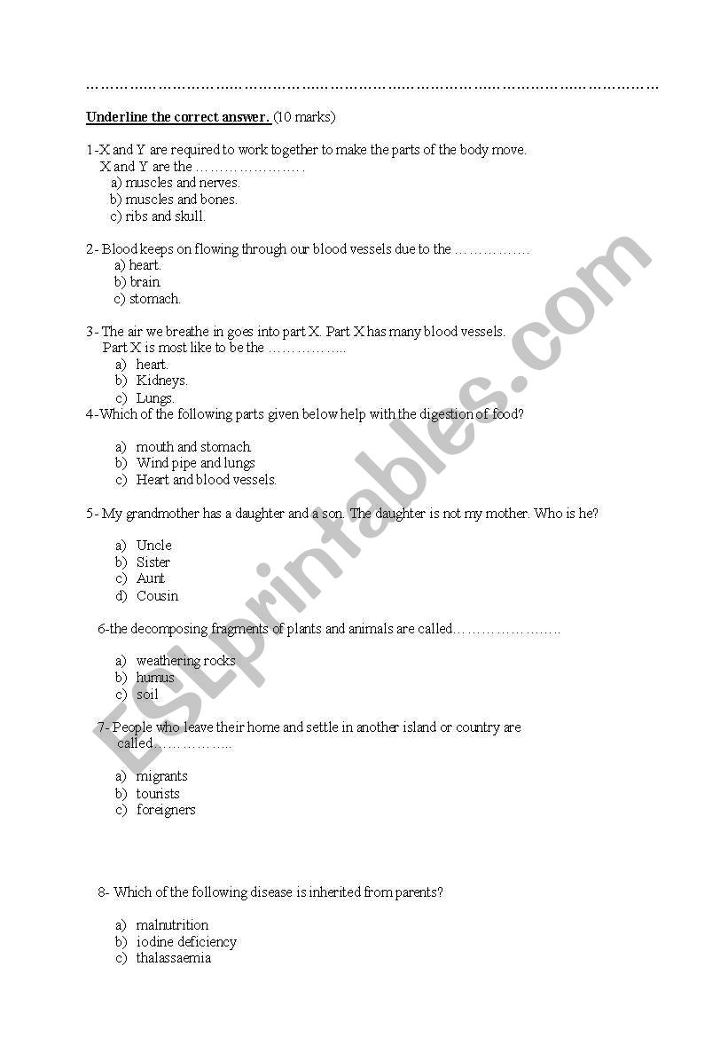 humans and plants worksheet