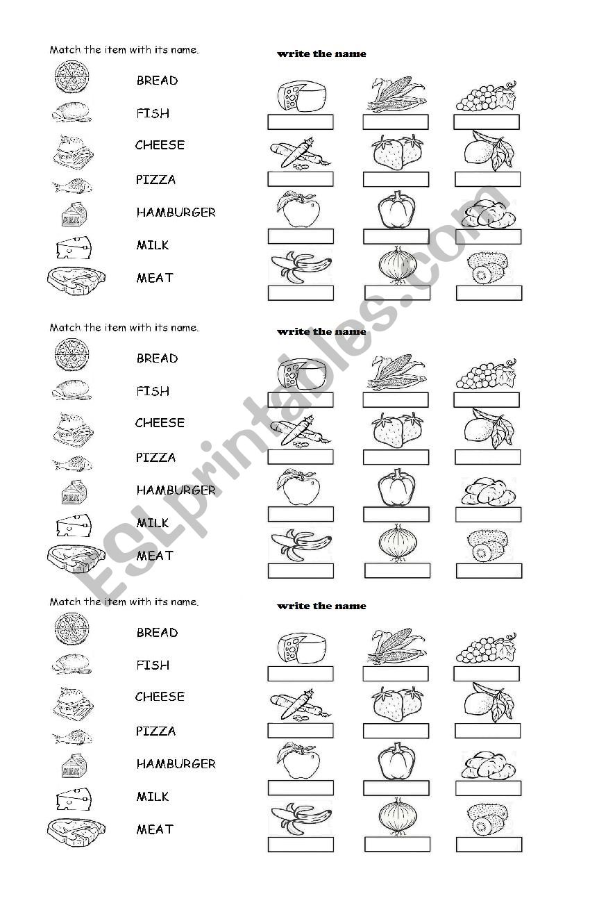 food worksheet