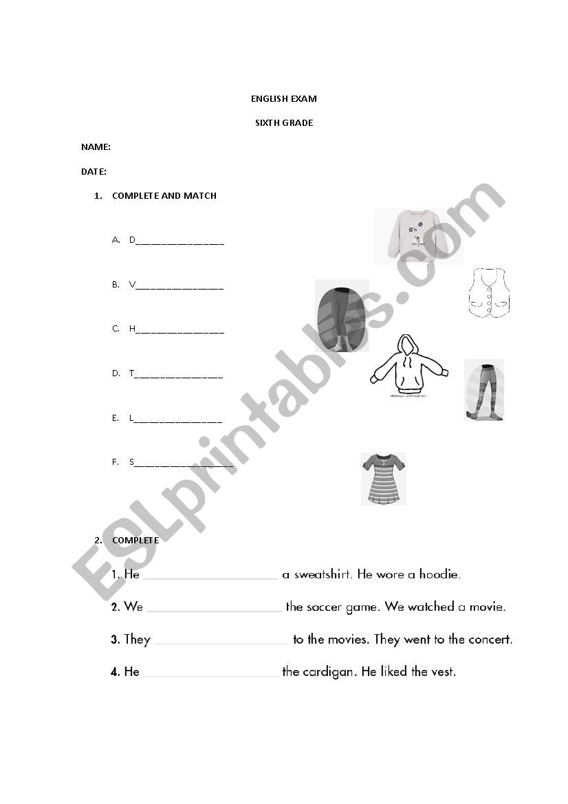 tipo examen worksheet