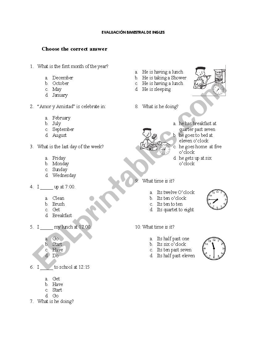 routine worksheet