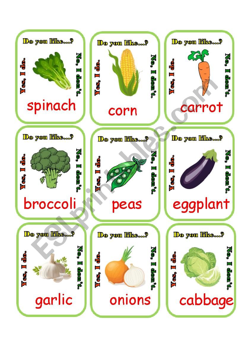 Do You Like Vegetables Go Fish